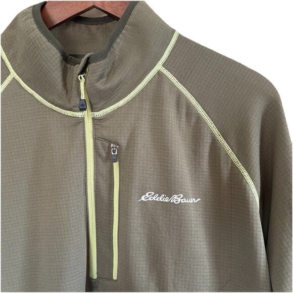 Eddie Bauer Men’s XL Fleece Lined Free Heat Green 1/4 Zip Shirt Thumb Holes - Picture 6 of 16